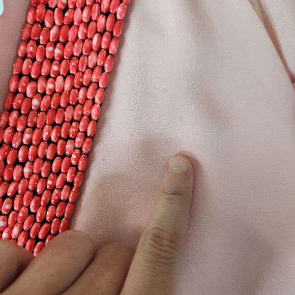 TBAGS LA Sleeveless V-Neck Beaded Front Draped Blouse Top Pink Medium $198 NWT - Picture 14 of 16